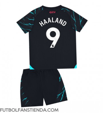 Manchester City Erling Haaland #9 Tercera Equipación Niños 2023-24 Manga Corta (+ Pantalones cortos)